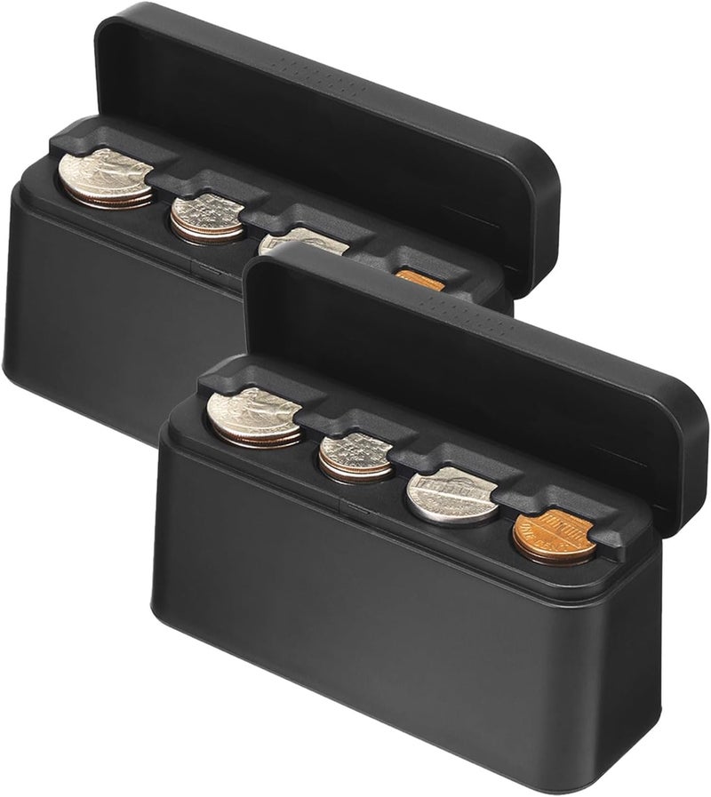 ANCHOM 2 Pack Coin Holder for Car, Larger Capacity Car Change Coin Holder Organizer, Coin Dispenser Storage Fit for Most Car Trucks Accessories - Image 1